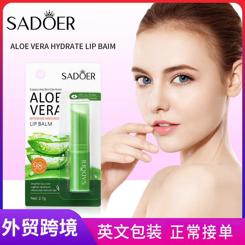 All-english SADOER Aloe Vera Moisturizing Lipstick, Hydrating, Nourishing and Repairing Lipstick, cross-border export wholesale full figure