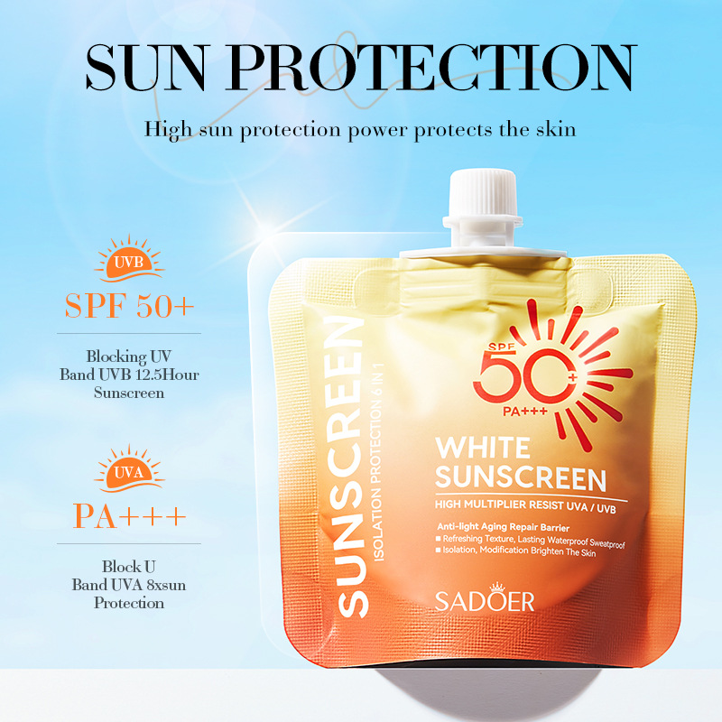 Cross-border export wholesale of SADOER high-SPF sunscreen, non-greasy sunscreen lotion Specification drawing