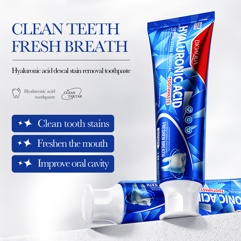All-english BIOAOUA Hyaluronic acid descaling and decontamination toothpaste for deep oral cleaning Cross-border wholesale details Picture