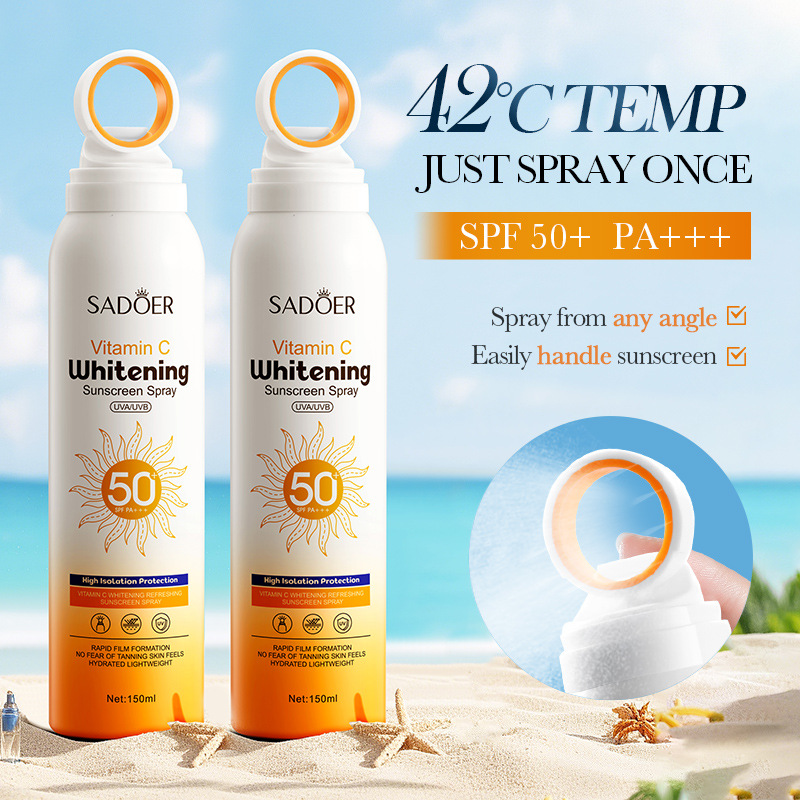 SADOER Vitamin C Whitening and Refreshing Sunscreen Spray SPF50+ for cross-border export Application Scenario