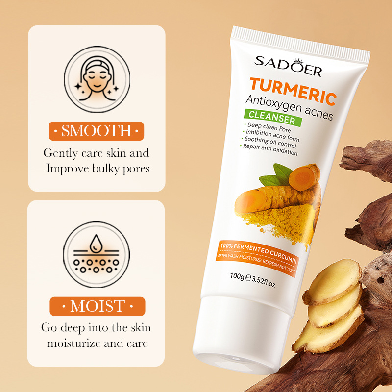 Cross-border export wholesale of all-English SADOER turmeric Antioxidant Acne Facial Cleanser Application Scenario