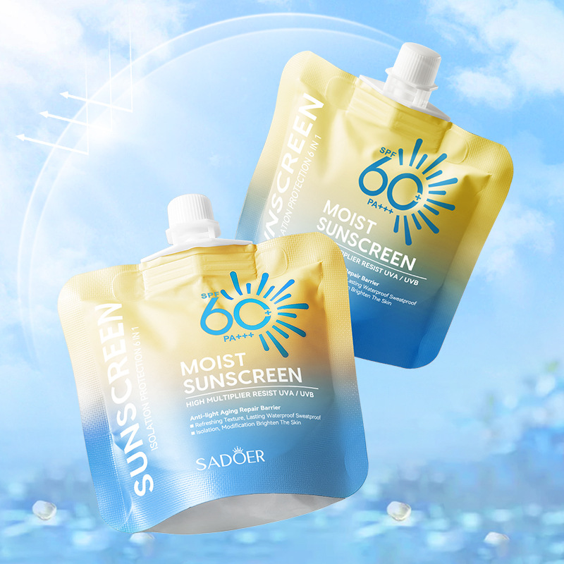 Cross-border export wholesale of SADOER high-power sunscreen, isolation cream and UV protection sunscreen lotion in full English Specification drawing