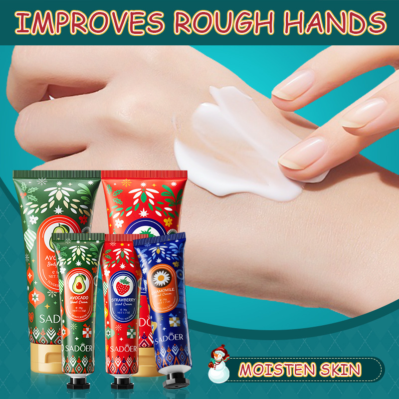 Cross-border export wholesale of 5-piece set of SADOER Christmas Fragrance Moisturizing Hand Cream and Body Lotion in full English Specification drawing