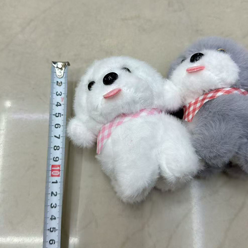 Check cloth scarf, dog party, plush toy, animal anthropomorphic creative doll, cartoon peripheral pendant, plush toy pendant, keychain, cloth doll pendant, cute decoration gift, claw machine factory direct sales Specification drawing