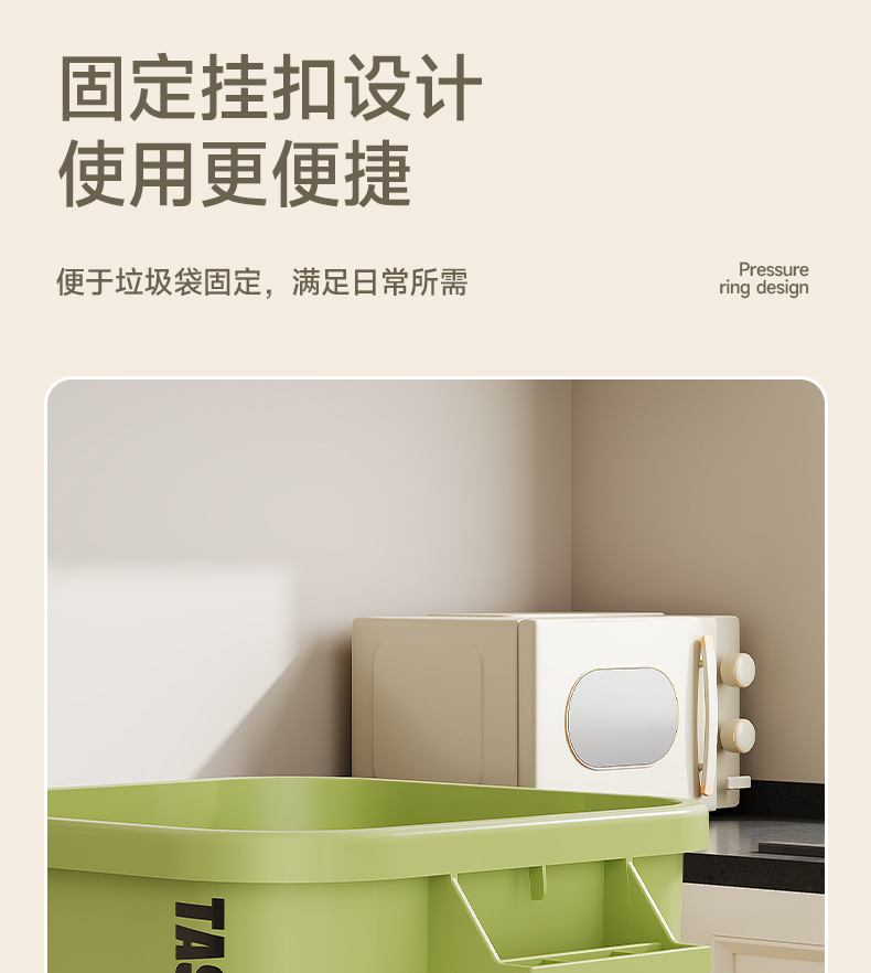 D47-7012 Small kitchen trash can, large capacity, high-end model, uncovered portable sanitary bucket for catering, kitchen waste trash can detail image 7