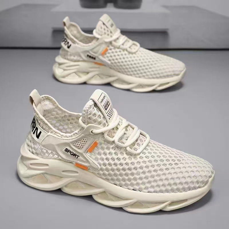 2024 Men's and women's summer sports shoes: Lightweight, perforated, breathable mesh sports shoes for export wholesale full figure