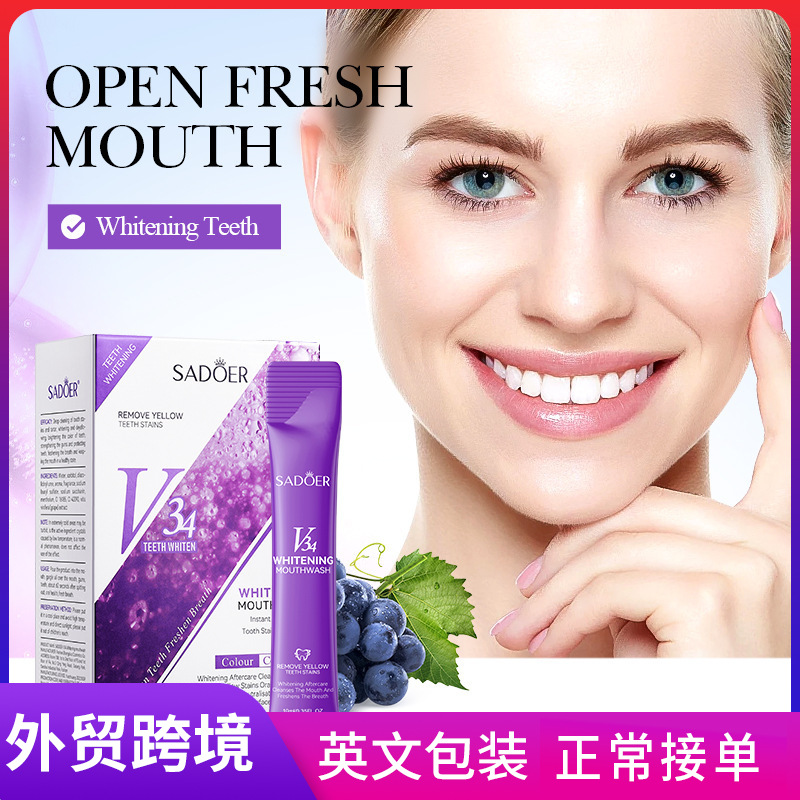 All-english SADOERV34 Whitening Mouthwash for cleaning teeth and refreshing the mouth cross-border export wholesale full figure