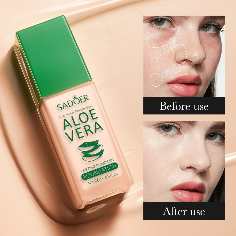 SADOER Aloe Vera Long-lasting Flawless Foundation is not prone to smudging, powder sticking or concealing. Cross-border export wholesale Item Picture