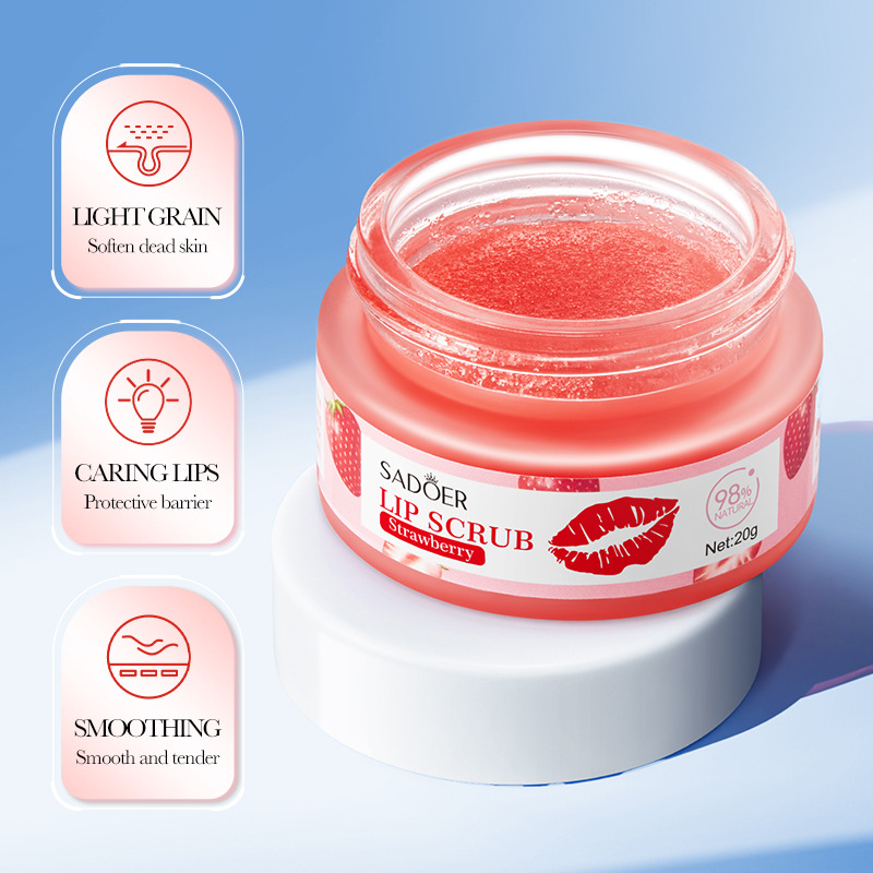 Full English SADOER Strawberry Lip Scrub Autumn and Winter Moisturizing Lip Balm Cross-border export wholesale details Picture