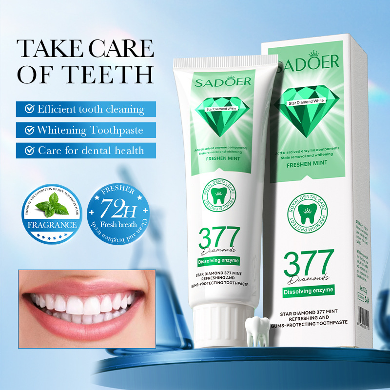 SADOER Star Diamond 377 Mint Refreshing Gum Care Toothpaste for Teeth Cleaning cross-border export wholesale details Picture