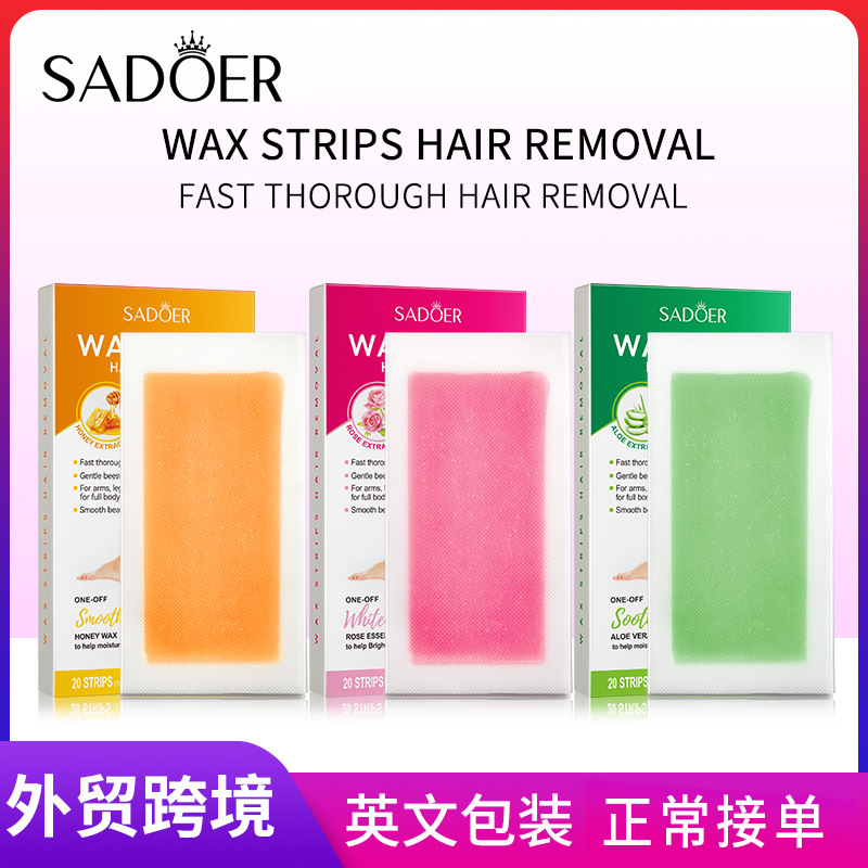 Cross-border export wholesale of SADOER honey aloe rose Double-sided hair removal wax Paper Whitening Hair Removal Cream full figure