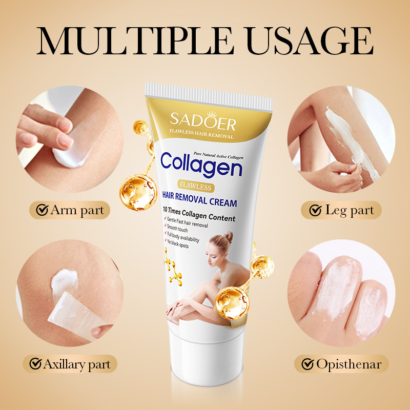 SADOER Bone Collagen Skin Care Flawless Hair Removal Cream, non-irritating underarm hair Removal Cream Cross-border export wholesale Specification drawing
