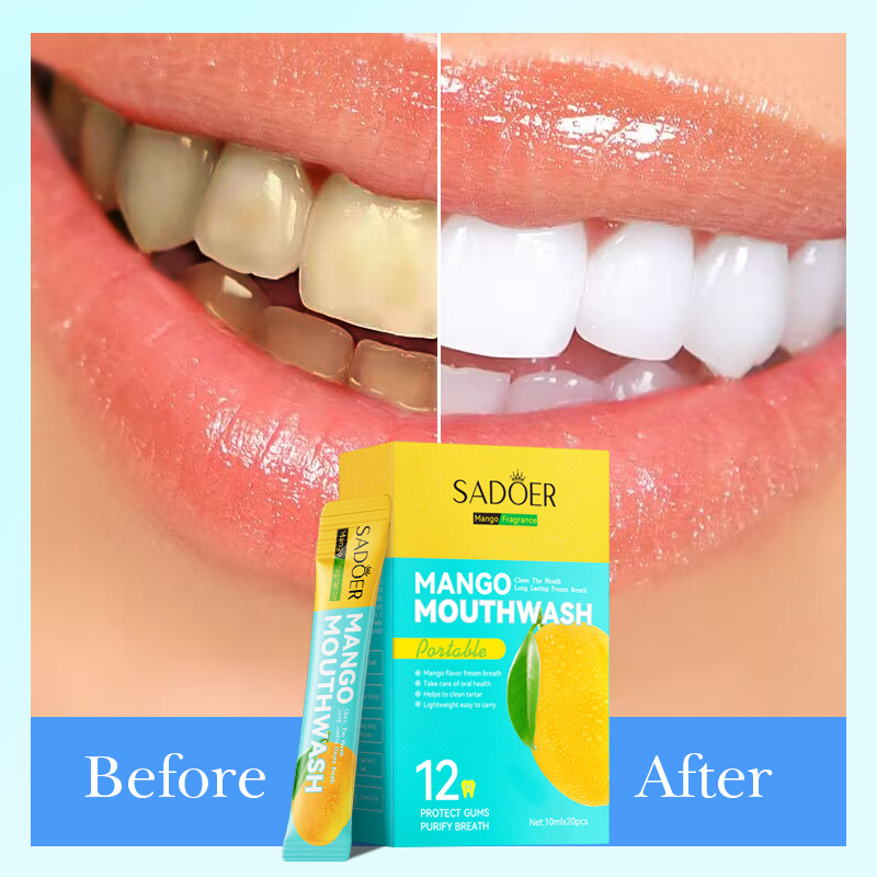 SADOER Mango Freshening Mouthwash for Teeth cleaning, cross-border export wholesale of oral freshening mouthwash Application Scenario