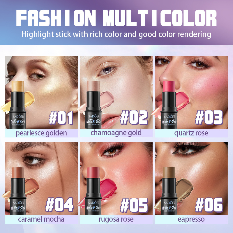 Full English SADOER Phantom Color Highlighter Makeup and Makeup Highlighter cross-border export wholesale full figure