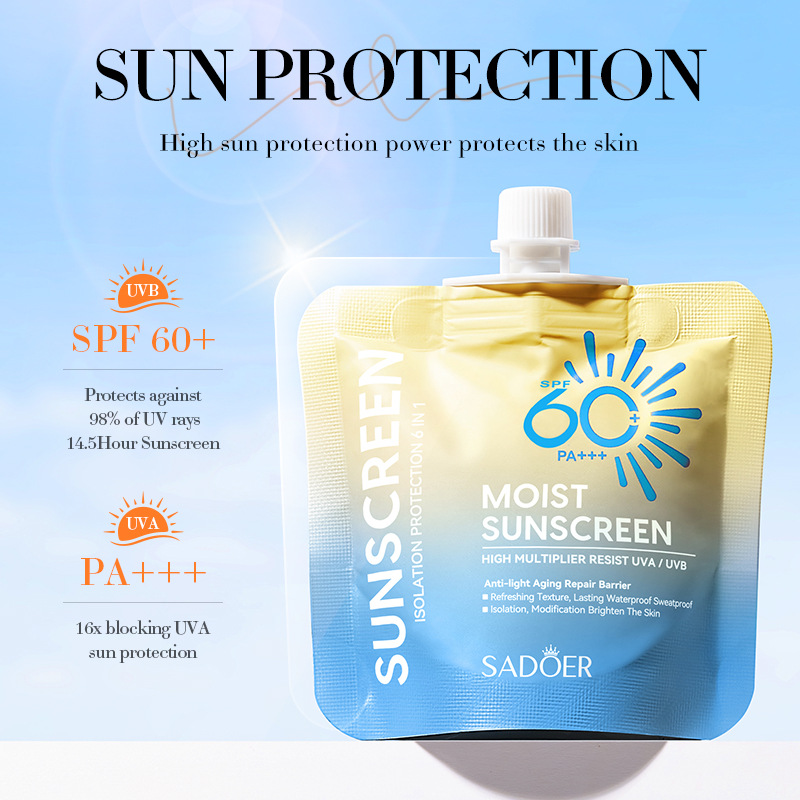 Cross-border export wholesale of SADOER high-power sunscreen, isolation cream and UV protection sunscreen lotion in full English details Picture