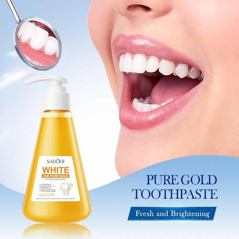 All-english SADOER24K Gold Factor Whitening Toothpaste cleans teeth and freshens the mouth. Cross-border export wholesale details Picture