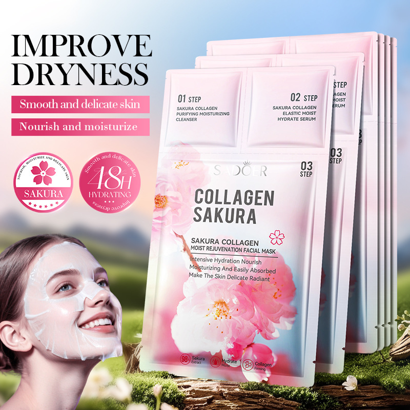 SADOER Sakura Collagen Trilogy Mask (Foreign Language Version) 0.8g+0.8ml+25ml full figure