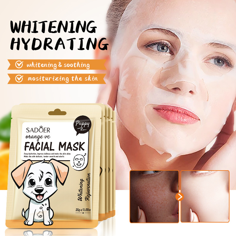 Cross-border wholesale of SADOER cute animal blueberry Soothing Hydrating Facial mask in English Specification drawing