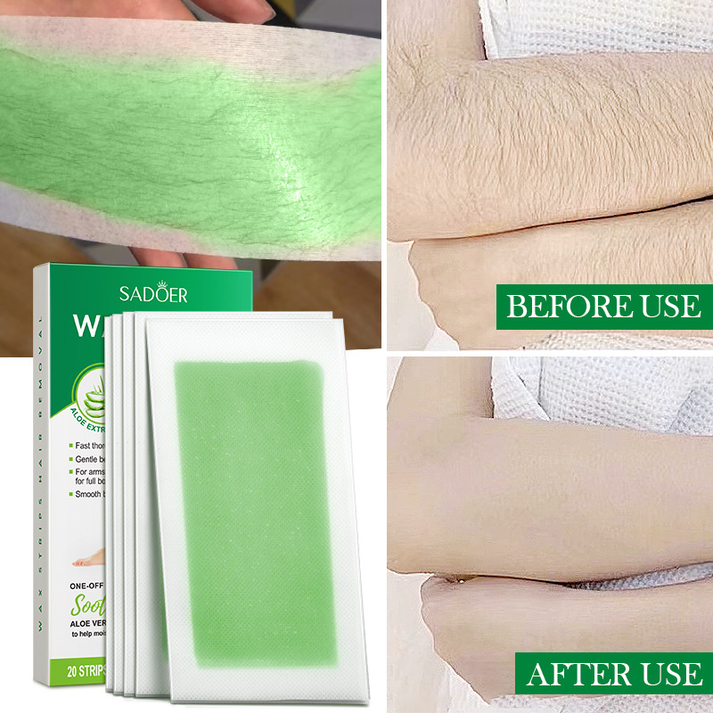 Cross-border wholesale of SADOER aloe Vera Gentle Soothing Double-sided hair removal wax Paper and body hair removal cream Application Scenario