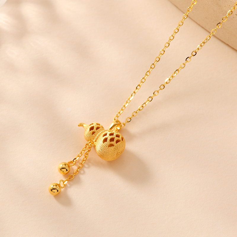 Influential jewelry: Chinese-style hollowed-out gourd gold 925 silver necklace details Picture