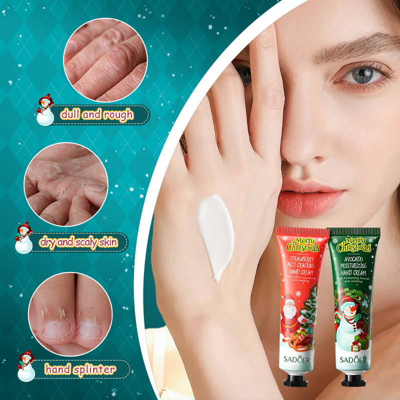 Cross-border export wholesale of the all-English SADOER Christmas Moisturizing Repair Anti-Cracking Hand Cream Lipstick Set Application Scenario