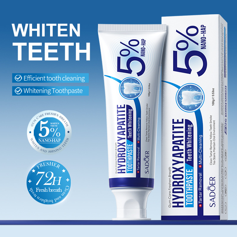 Cross-border wholesale of SADOER hydroxyapatite toothpaste, whitening toothpaste, cleaning and gum protection toothpaste in English full figure
