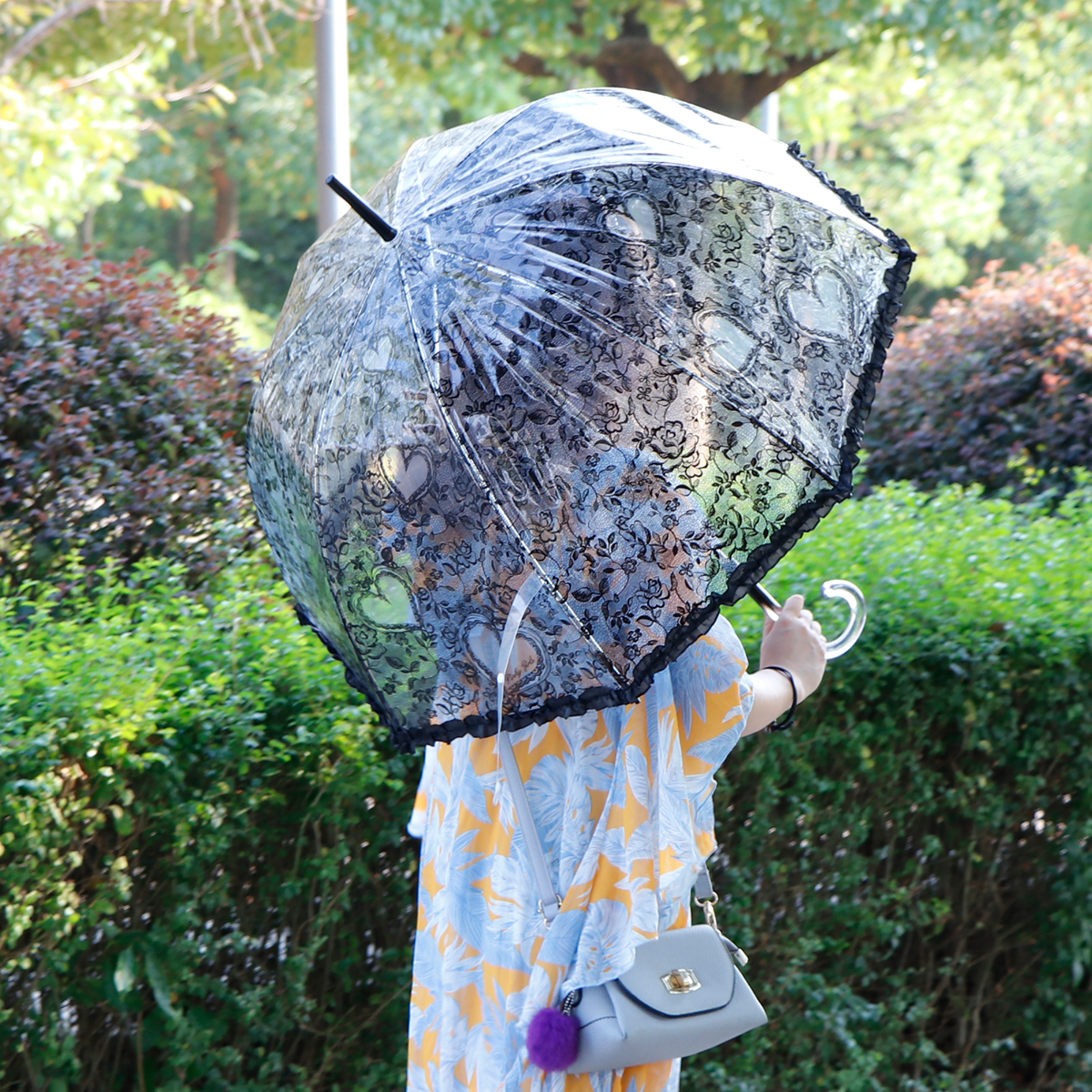 Xingbao Umbrella rst005A Lace Transparent Umbrella, Queen of England Birdcage Umbrella, Long handle Crystal handle, ladies' umbrella Specification image