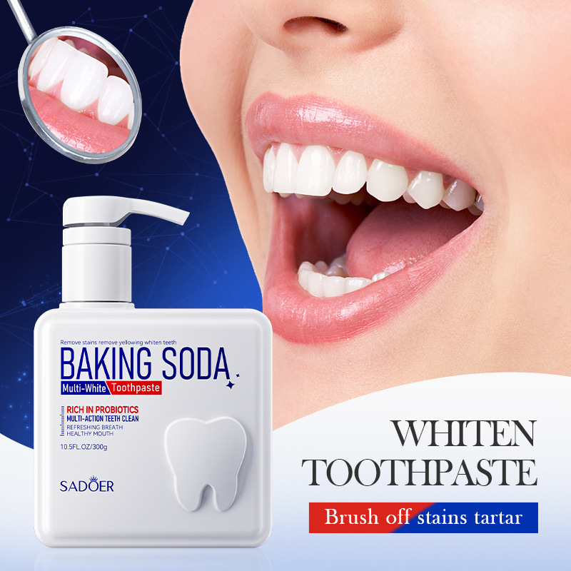 All-english SADOER baking soda probiotic pump toothpaste for cleaning teeth and refreshing the mouth cross-border export wholesale details Picture