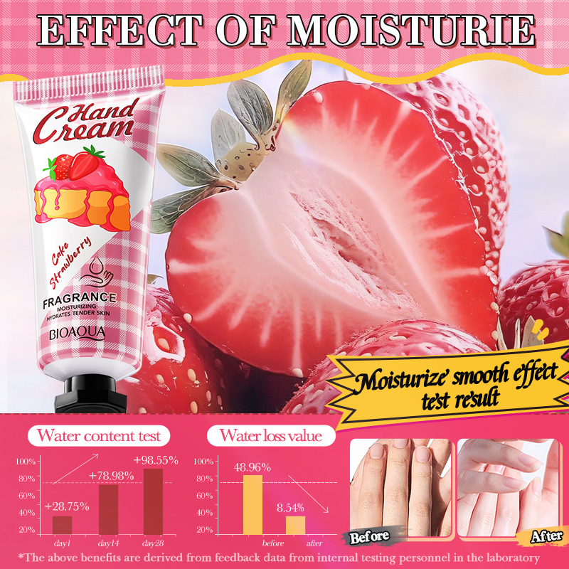 All-english Boquanya Strawberry Cake Fragrance Moisturizing Hand Cream Autumn and winter Hand Cream Cross-border export wholesale details Picture