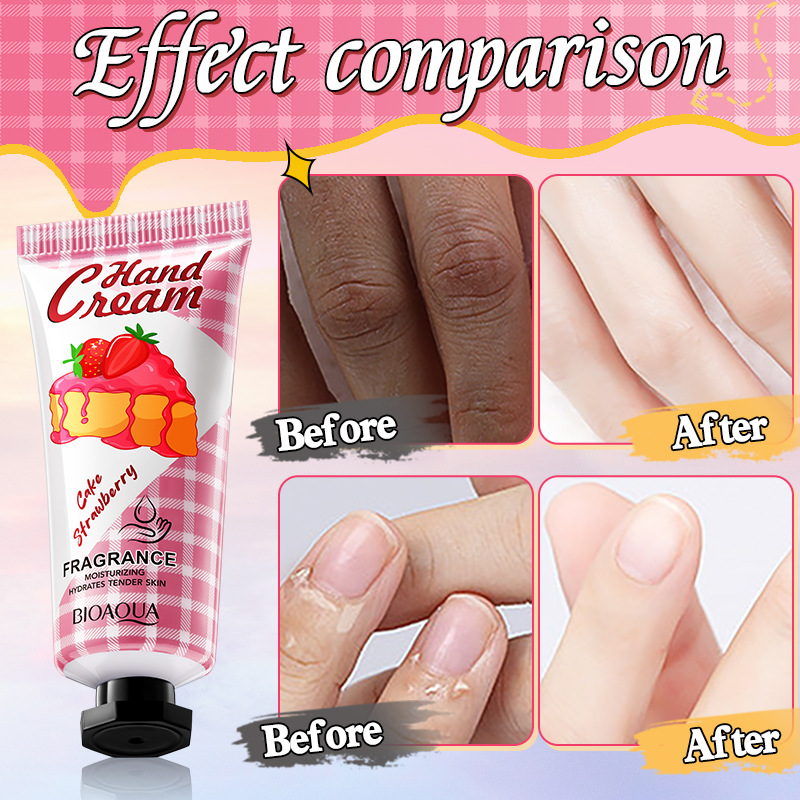 All-english Boquanya Strawberry Cake Fragrance Moisturizing Hand Cream Autumn and winter Hand Cream Cross-border export wholesale Application Scenario