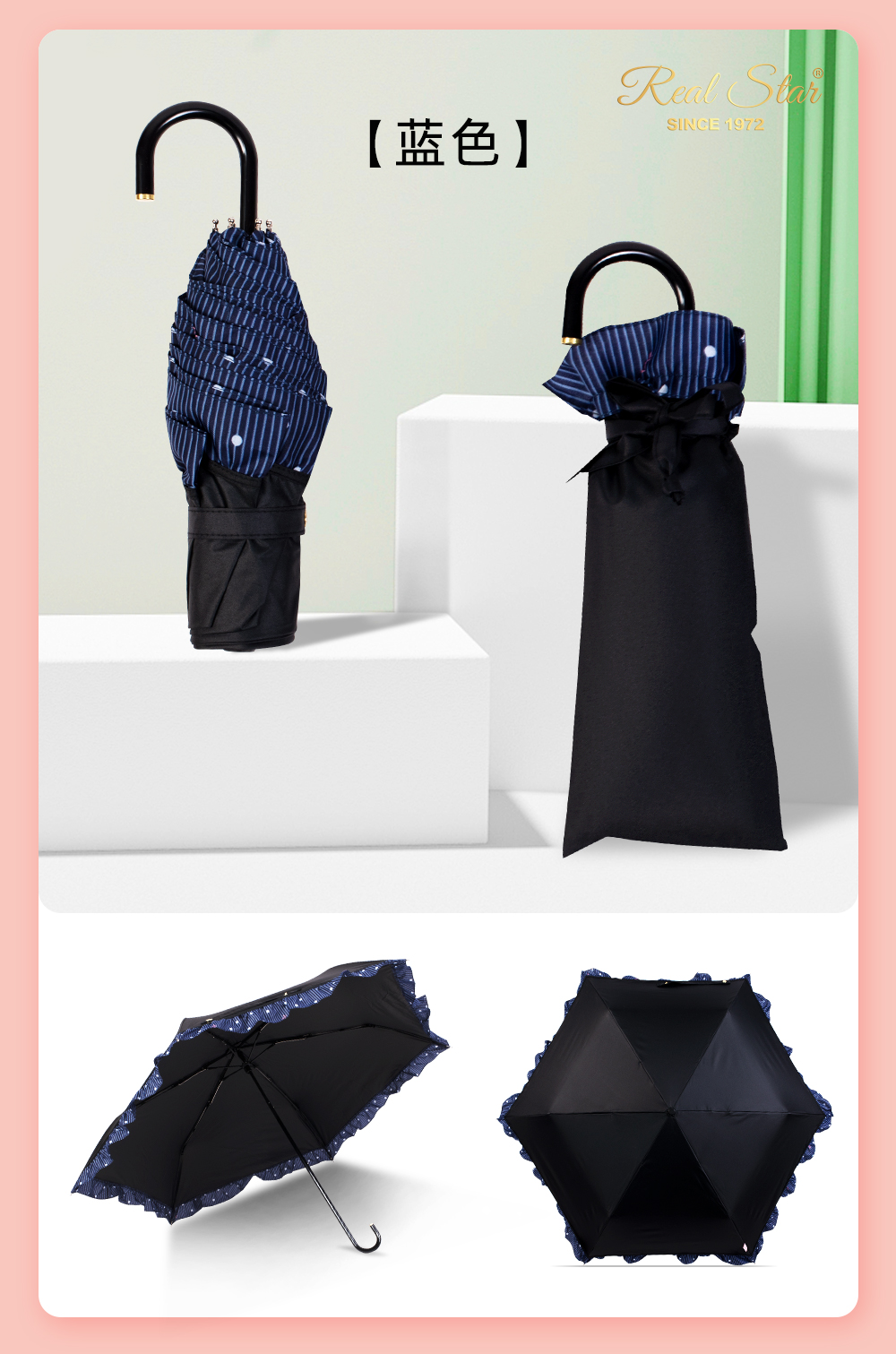 Wholesale of Xingbao Umbrella 3195 Japanese skirted umbrella, black rubber UV-resistant umbrella, three-fold umbrella, small curved hook handle all-weather umbrella pic 11