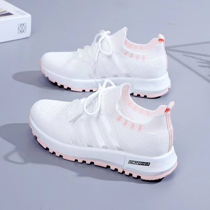 Women's shoes 2025 new style versatile white sneakers, net shoes, casual shoes, children's flying weaving breathable sports shoes, factory wholesale shoes full figure