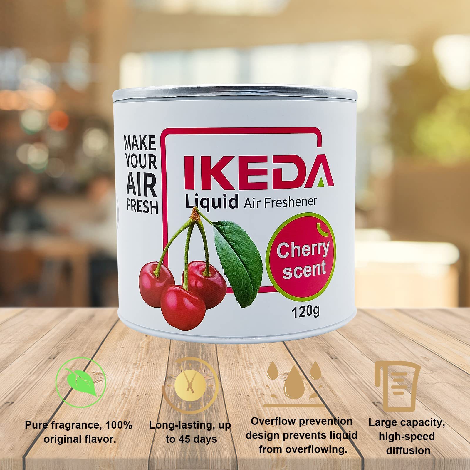 跨境爆款正品IKEDA120克液体车车载香薰长效持久空气清新剂去异味 