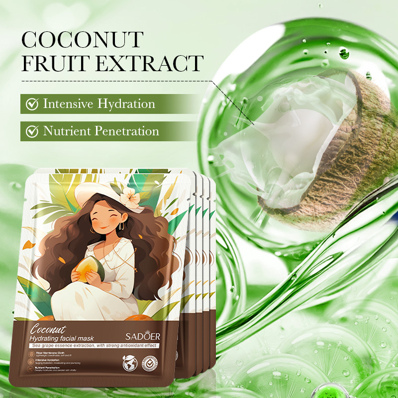 All-english SADOER coconut Moisturizing Mask for hydrating, moisturizing and nourishing the skin cross-border export wholesale Specification drawing