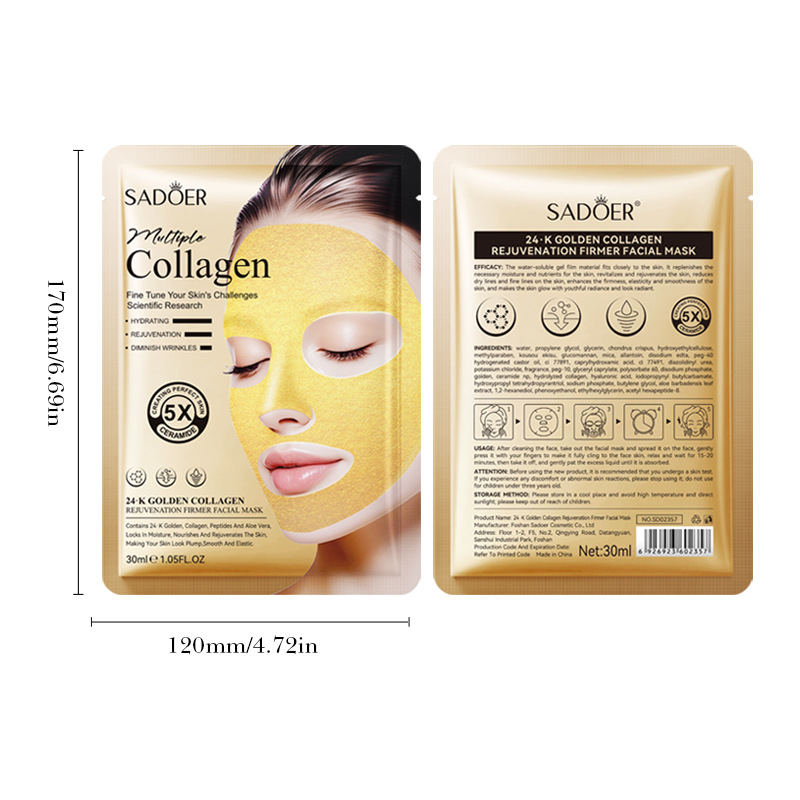 SADOER Gold Collagen Anti-Wrinkle Firming Mask Hydrating Moisturizing Mask Cross-border Export Item Picture