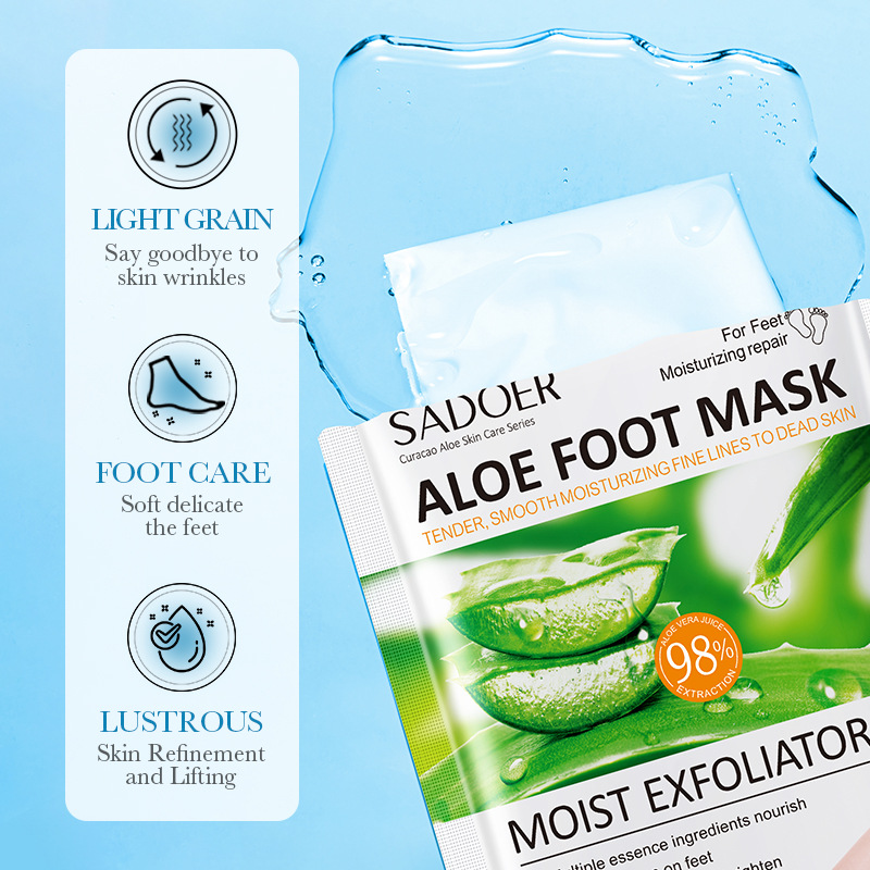 Cross-border export wholesale of SADOER aloe vera Moisturizing exfoliating foot Mask for skin rejuvenation and foot care Specification drawing