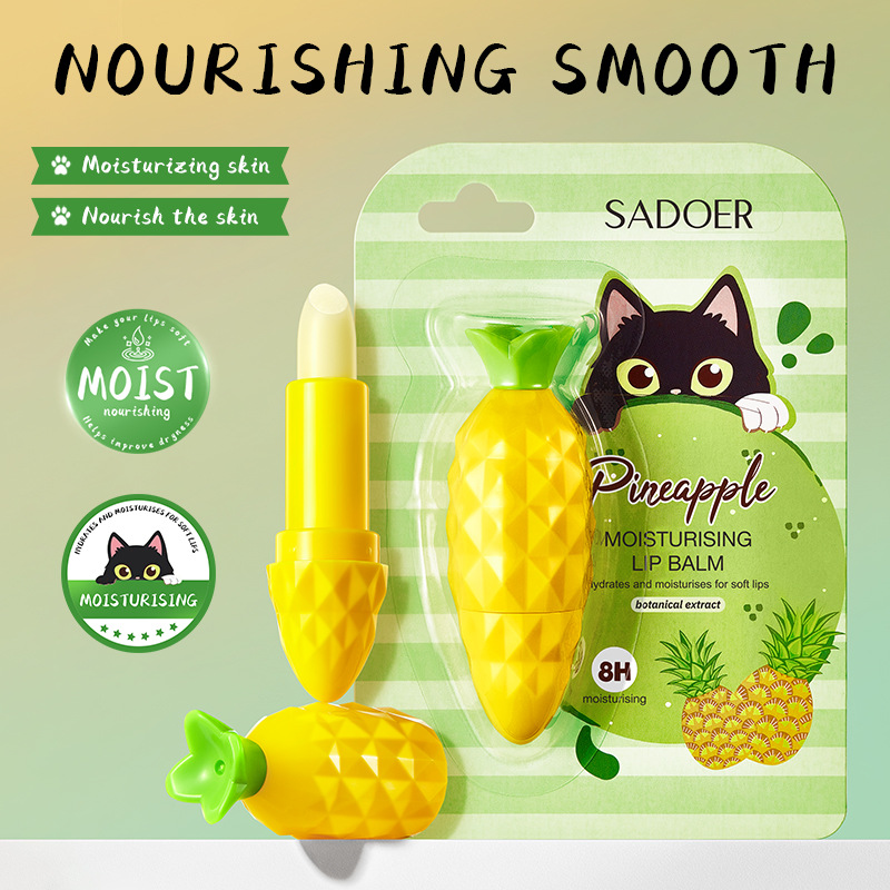 All-english SADOER Pineapple Lip balm for autumn and winter moisturizing and nourishing lip balm cross-border export wholesale full figure