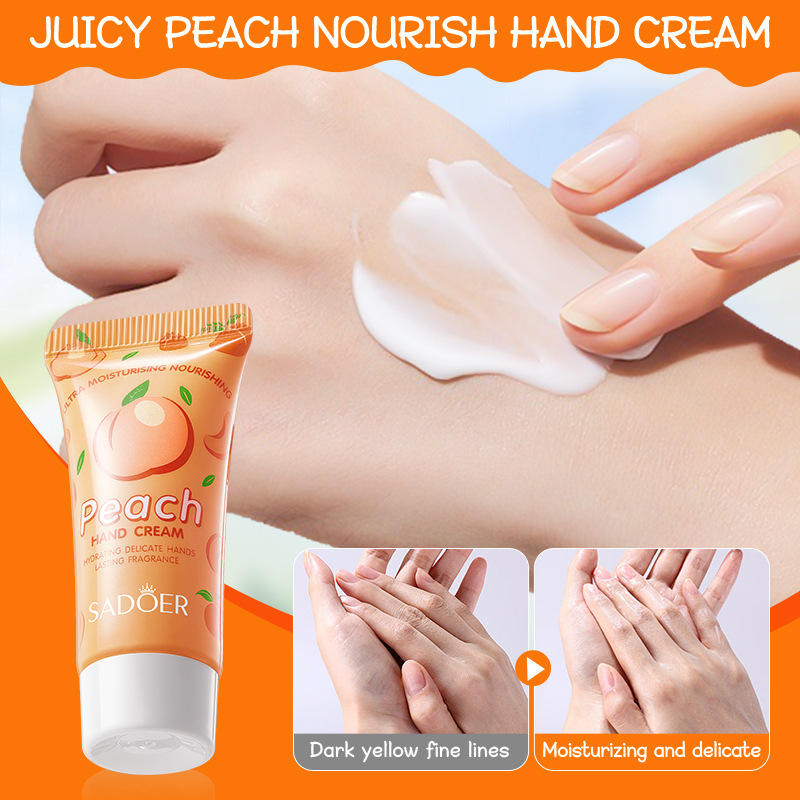 Full English SADOER Peach Nourishing Hand Cream Lip Balm Set, autumn and winter hand cream Lip balm Cross-border wholesale Specification drawing