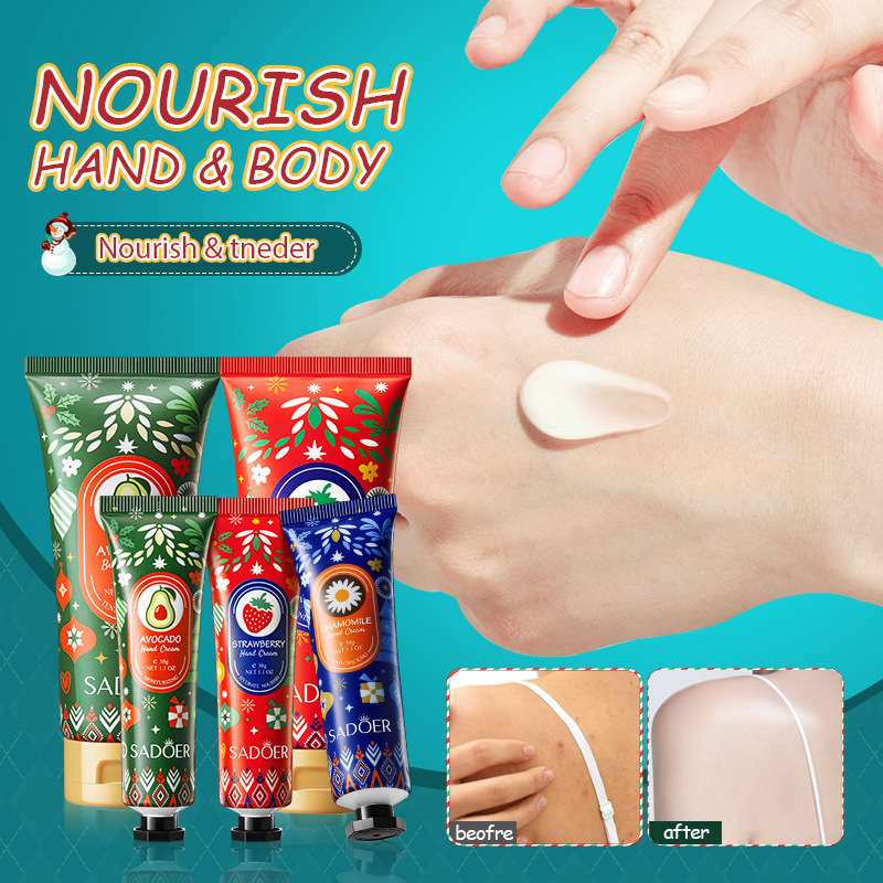 Cross-border export wholesale of 5-piece set of SADOER Christmas Fragrance Moisturizing Hand Cream and Body Lotion in full English details Picture