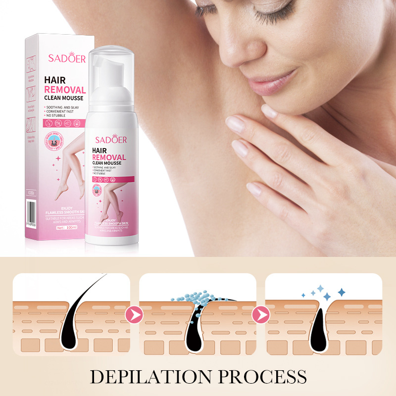 All-english SADOER Soothing and silky hair removal mousse, gentle and non-irritating underarm hair removal cream, cross-border export wholesale Specification drawing