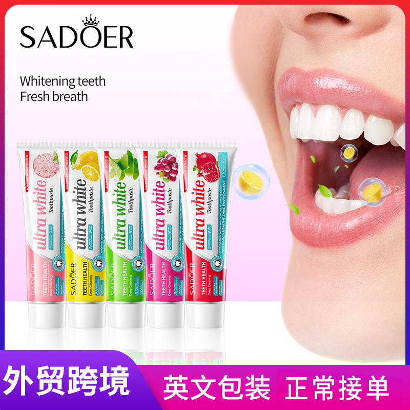 Cross-border wholesale of SADOER rose salt Brightening and stain Removal toothpaste for oral whitening and gum protection full figure