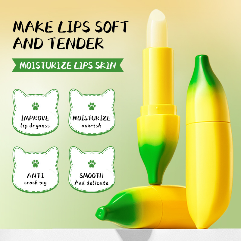 All-english SADOER banana lip balm for autumn and winter lip care and anti-cracking lip balm cross-border export wholesale details Picture
