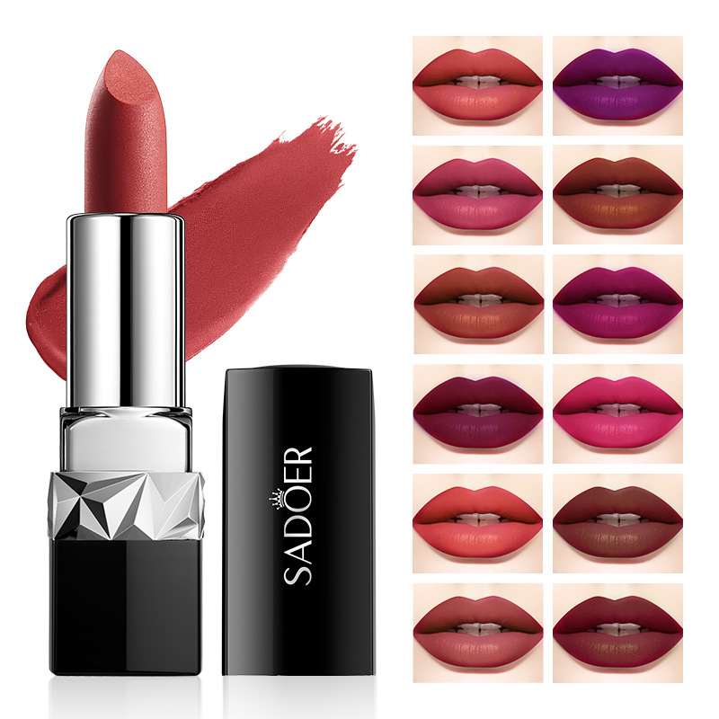 All-english SADOER velvet matte lipstick with a texture that does not fade easily. Cross-border export wholesale of cosmetic lipsticks Item Picture