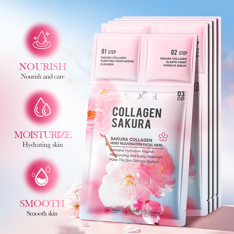 SADOER Sakura Collagen Trilogy Mask (Foreign Language Version) 0.8g+0.8ml+25ml details Picture