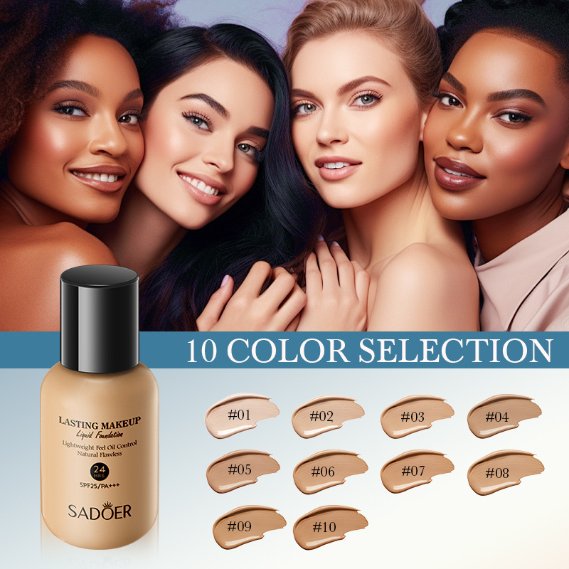 Cross-border export wholesale of all-English SADOER Concealer Long-lasting Foundation, Contouring and skin-smoothing BB Cream Application Scenario