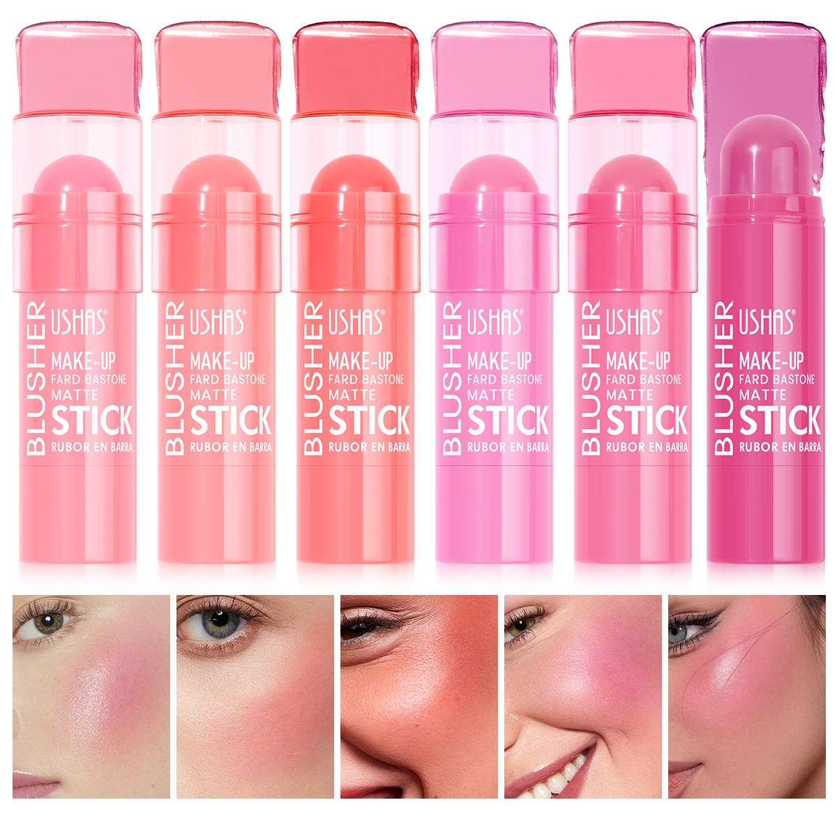 USHAS Beauty Cross-border Bestseller, natural and portable color Blush stick wholesale UC144 full figure