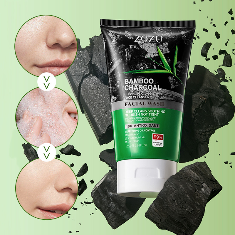 All-english ZOZU bamboo charcoal Cleansing and oil-Control Facial cleanser cross-border export wholesale details Picture
