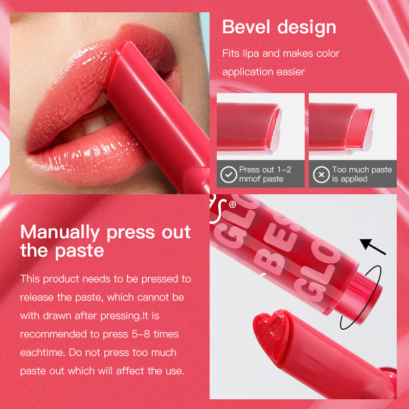 (Display Box)USHAS cross-border European and American wholesale Hot sale double-headed matte beginner's non-stick cup waterproof heart-shaped lipstick Specification drawing