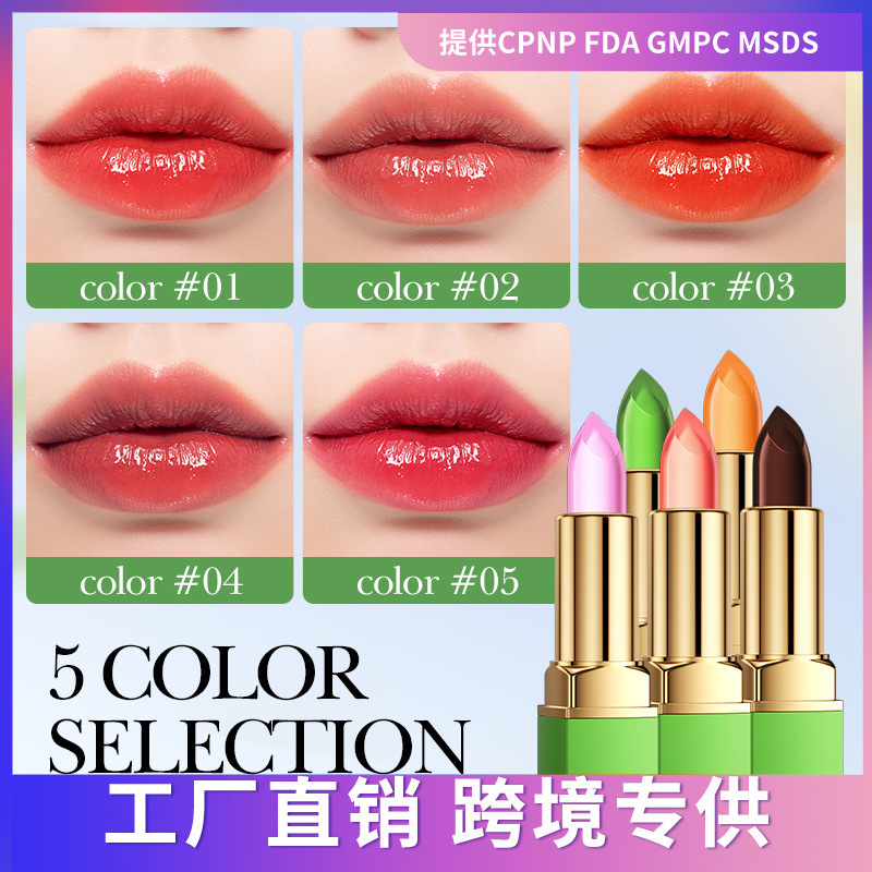 All-english SADOER aloe Vera jelly temperature-changing lipstick, lustrous and not easy to fade, elegant lipstick cross-border export wholesale full figure