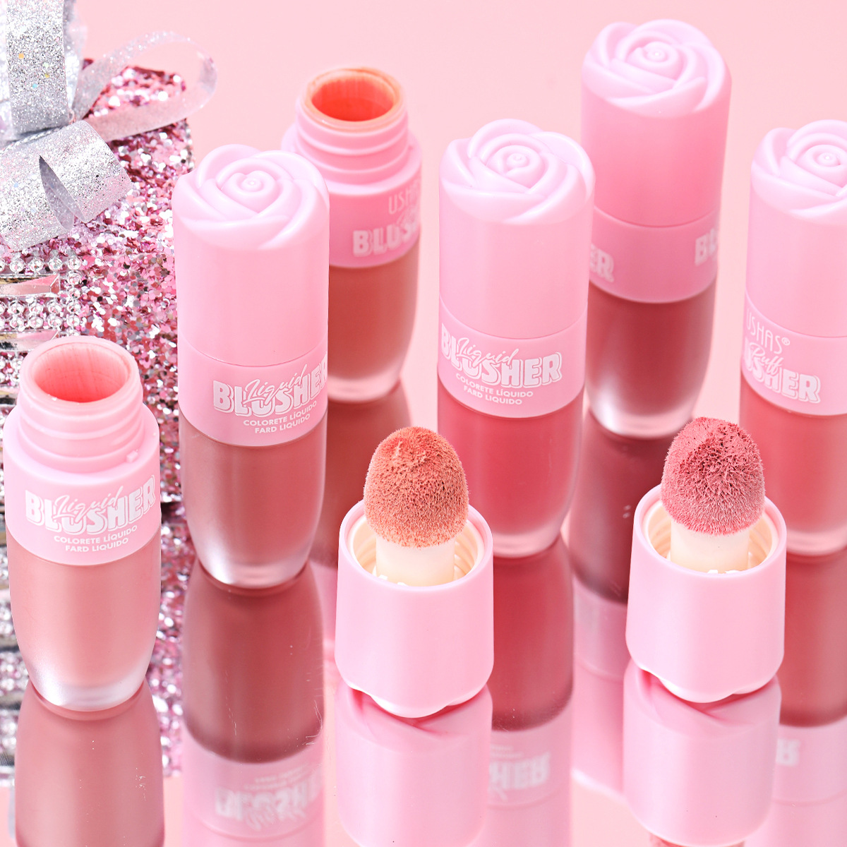 USHAS Cross-border Amazon Bestseller 6-color sponge head blush, waterproof and long-lasting UC141 Specification drawing